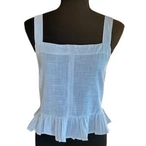 Derek Heart White Cotton Ruffle Peplum Tank Top – Size M